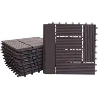 Proregal BERLINLODGE WPC Bodenfliese + Abschluss | 11x je BxT 30x30cm = 1qm Premium | Holzoptik Balkon/Terrasse | Anthrazit versetzt
