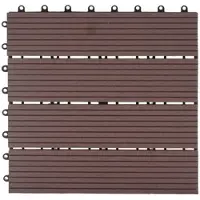 Proregal BERLINLODGE WPC Bodenfliese | 11x je BxT 30x30cm = 1qm | Holzoptik Balkon/Terrasse | Premium | Coffee linear