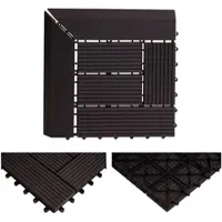 Proregal BERLINLODGE WPC Eck-Bodenfliese Mit Abschluss BxT 30x30cm Premium Holzoptik Terrasse Ecke Anthrazit Versetzt