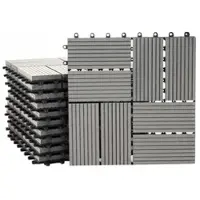 Proregal BERLINLODGE WPC Bodenfliese | 11x je BxT 30x30cm = 1qm | Holzoptik Balkon/Terrasse | Premium | Grau Vierecke