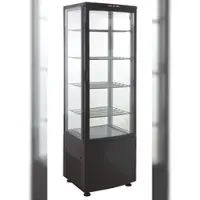 GastroHero Kühlvitrine ECO – 235 Liter, schwarz, mit LED-Beleuchtung, 4 höhenverstellbaren Rosten, energiesparend, ideal für Gastronomie & Verkauf