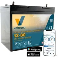 Voltrana Lithium Solarbatterie 12,8V 80Ah 1024Wh M8 mit Bluetooth – LiFePO4 Vers...