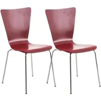 TPFLiving 2er Set Besucherstuhl Jaron mit Holzsitz und Metallgestell Farbe: Orange