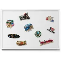 Tulup Magnettafel Reisemagnete Magnetboard Farbe Weiß 60x40 cm Magnetpinnwand Metall für Urlaubsmagnete Weißer Rahmen