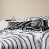 Elegante Mako-Satin Bettwäsche Lined schwarz weiß 140x200 cm + 70x90 cm - schwarz;weiß