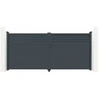 Casanoov Flügeltor Carpatia 400x180cm & 2 Pfosten H.190cm Aluminium Grau