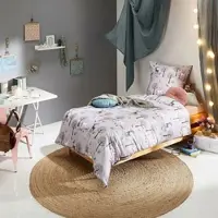 Lorena Mako-Satin Bettwäsche Einhorn 135x200 cm + 80x80 cm - lila;braun;grau