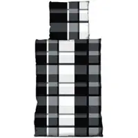 Leonado vicenti Winterbettwäsche 155x220 Fleece Gestreift Schwarz Grau Ornamente Set mit Reißverschluss
