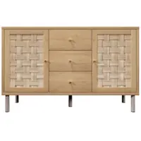 STILVORA Kommode im Landhausstil mit 2 Türen und 3 Schubladen, Sideboard mit höhenverstellbaren Einlegeböden, Aufbewahrungsschrank mit Metallbeinen und Kippsicherung