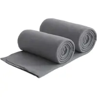 Wometo 2er Set Eco Fleecedecken aus 100% recyceltem Material + OEKO-TEX geprüft 130x160 ca. 400 g - grau mit Anti-Pilling und Kettelrand