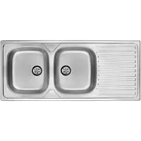 Deante 2-bowl steel sink with drainer