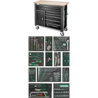 Stahlwille QR-Werkzeug-Sortiment mit Werkbank Schubl.7 + 1 Fach anthrazit, RAL 7016 267 tlg. - WB 621/267QR