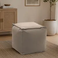 Talamo Italia Puff Annalaura, Multifunktionshocker, 100% Italy, Relaxsessel aus gepolstertem Stoff, Cm 45x45h45, Beige