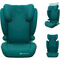 Kinderkraft JUNIOR FIX 2 PLUS Kindersitz, Verstellbare Kopfstütze, H-GUARD, SPS, ISOFIX und Gurtmontage, Atmungsaktiver AIR FLOW Bezug, Grün