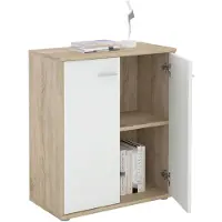CARO-Möbel Kommode Sideboard Schrank TOMMY Sonoma Eiche / weiß, Anrichte mit 2 Türen inklusive Einlegeboden