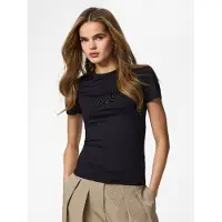 Pieces Kurzarmshirt "PCLULA SS TEE JRS NOOS", Damen, Gr. S, schwarz, Jersey, Obermaterial: 90% Nylon, 10% Elasthan, unifarben, normal, Rundhals, Shirts Kurzarmshirt, Materialmix