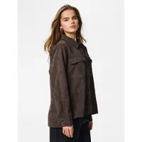 Pieces Hemdbluse "PCEFFI LS SHIRT WVN NOOS", Damen, Gr. XS, braun (hot fudge), Cord, Obermaterial: 92% Polyester, 8% Nylon, unifarben, loose fit Po-bedeckend, Blusen Hemdbluse, Materialmix, loose fit