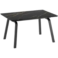 STONES Ausziehbarer Tisch Dylan mit mattschwarzer Marmorkeramikplatte und anthrazitfarbenen Metallbeinen – Maße 140/200 x 80 cm – Modernes Design