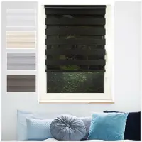 Ondeco Fensterrollo Doppelrollo Klemmfix ohne Bohren mit Seitenzug Farbe: Anthrazit, Größe: 100x160 cm