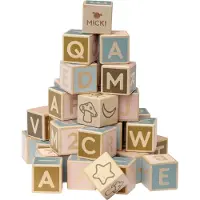 Micki Holzbausteine Alphabet Lernspielzeug 36 Stück