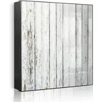 Banjado Großer Schlüsselkasten Metall 30x30cm Schwarz Scharnier Links 50 Haken Beschreibbar Magnetisch Motiv Weißer Bretterzaun