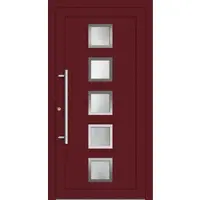 Haustuerenland.de Smarte Aluminium Haustür "SISSI" 79 mm RC2 mit Fingerprint Weinrot RAL 3005 innen öffnend DIN links