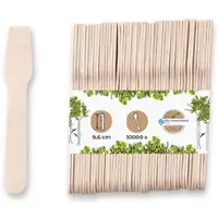 Biozoyg 500 Stück Einweg Eislöffel 9,6 cm kleine Holzlöffel, Einweglöffel, kleine Eisspatel, umweltfreundlich, biologisch abbaubar, nachhaltig