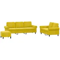 vidaXL 3-tlg. Sofagarnitur mit Kissen Gelb Samt