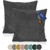 Lycce 2er Set Kissenbezug aus trendigem Cordstoff (50 x 50 cm)