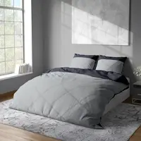 Lorena Uni Mako-Satin Bettwäsche Classic Hut 155x220 cm + 80x80 cm | silber - grau