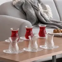 Pasabahce Timeless Teeset 155 ml (5 3/4 oz) - 12-teiliges Set mit Untertassen