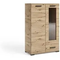Masseno Kommode ALBANO 80 cm Sideboard mit 1 Schubladen und 2 Türen für Wohnzimmer Schlafzimmer Modern 80x40x125 cm Eiche Artisan