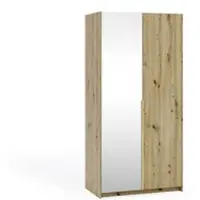 Masseno Drehtürenschrank THALIA 100/204/58cm 2-türig mit Spiegel Eiche Artisan