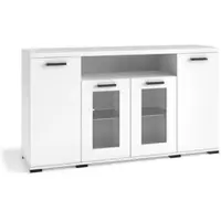 Masseno Kommode LIVORNO 160 cm Sideboard mit 4 Türen für Wohnzimmer Schlafzimmer Modern 160x40x85 cm Weiß