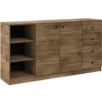 Masseno Kommode NESTOS 160 cm Sideboard mit 4 Schubladen und 2 Türen für Wohnzimmer Schlafzimmer Modern 160x40x87 cm Braun