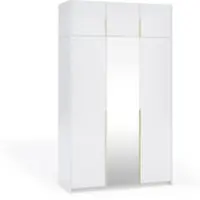 Masseno Drehtürenschrank THALIA 148/250/58cm 3-türig mit Spiegel Weiß