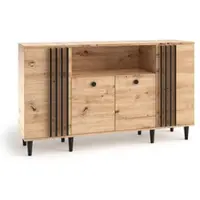 Masseno Kommode ARTIANO 160 cm Sideboard mit 4 Türen für Wohnzimmer Schlafzimmer Modern 160x40x92,5 cm Eiche Artisan
