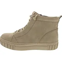 Marco Tozzi Slip-On Sneaker , Damen, Gr. 40, wärmend, taupe, Nubuklederimitat, unifarben, used, Schuhe Slip-On Sneaker, Plateau, Boots, Slip On mit elastischem Schnürsenkeln
