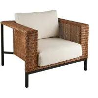 Brafab Gartensessel Shell mit Kissen, aus Rattan und Aluminium, modern skandinavisch, Teddy Beige, für draußen