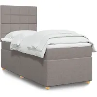 vidaXL Boxspringbett mit Matratze Taupe 100x200 cm Stoff
