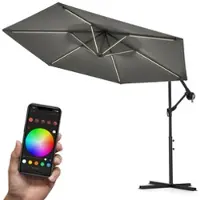 Swing&Harmonie Luxus LED Sonnenschirm mit RGB Beleuchtung inkl. Fernbedienung, APP Steuerung, Ampelschirm, Garten Schirm 350 cm - anthrazit