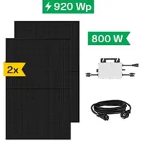 Heima24 Balkonkraftwerk 920 Wp mit Hoymiles Mikro-Wechselrichter HMS-800-2WB HiFlow, Anschlusskabel und 2 Solarmodulen 460Wp Glas-Glas full black (* 0% MwSt. gem. §12 Abs. 3 UstG)