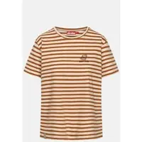 Derbe T-Shirt Franz Cherie Damen Beige Braun Streifenshirt GOTS Organic