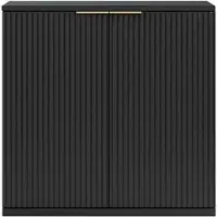 MODFU Sideboard aus MDF in Schwarz, Faltenfront, 80x40x80 cm, mit geräumigem Stauraum