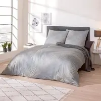 Estella Mako Interlock Jersey Bettwäsche Tarius silber 160x210 cm + 65x100 cm - grau;beige