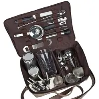 PRIME BAR Bartasche aus Leder, braun, - mit Barzubehör (Tin on Tin)