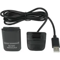 VHBW Play & Charge Kit kompatibel mit Microsoft Xbox 360 Controller - 1x Ladekabel, 1x Akku Schwarz