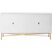 STILVORA Sideboard aus MDF/Spanplatte Weiß 160x40x82 cm, 4 Türen, Soft-Close