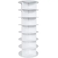 OKWISH Schuhregal aus PVC in Weiß, 7 Ebenen, 360° drehbar, 60 x 60 x 161 cm