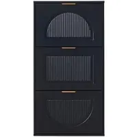 STILVORA Schuhschrank MDF/Spanplatte Schwarz 60x24x114 cm, Schuhkipper, Kippsicherung
